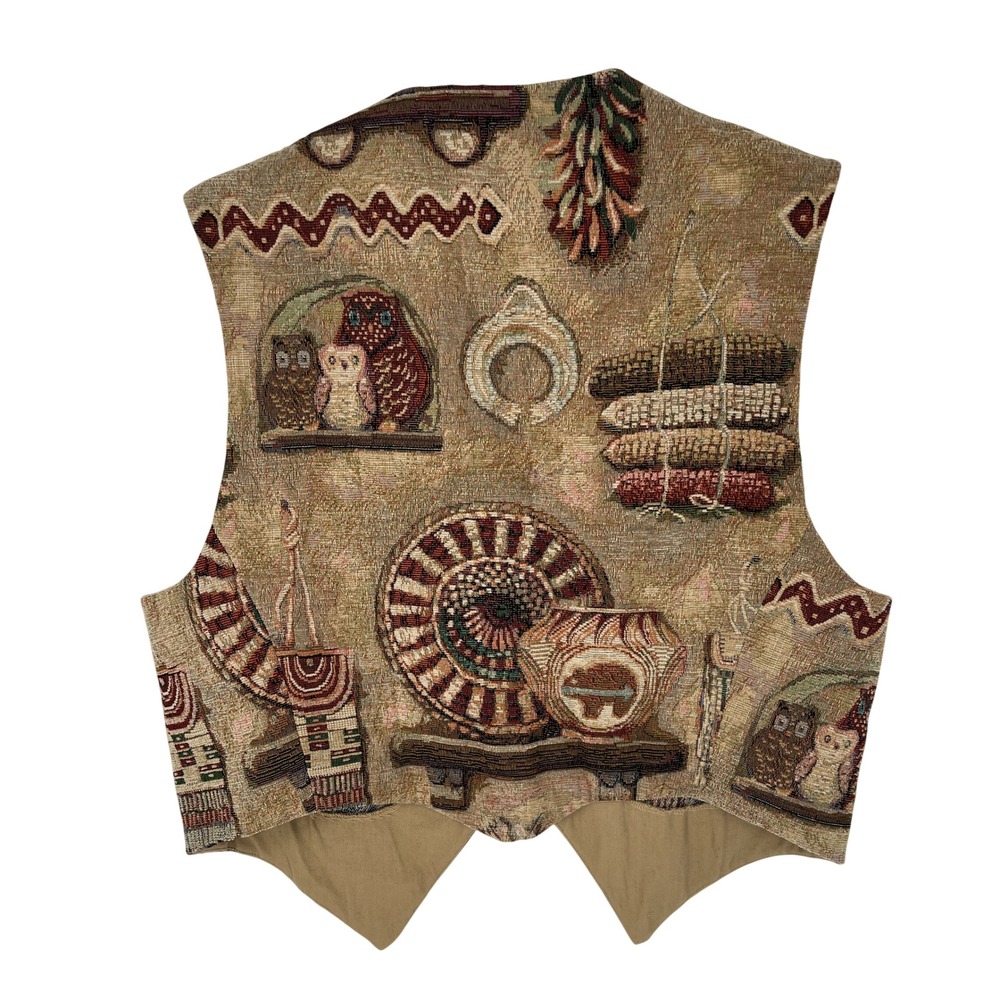 Longhorn Womens Vintage Tapestry Vest M Southwestern Western Concho Cowgirl - Picture 3 of 4